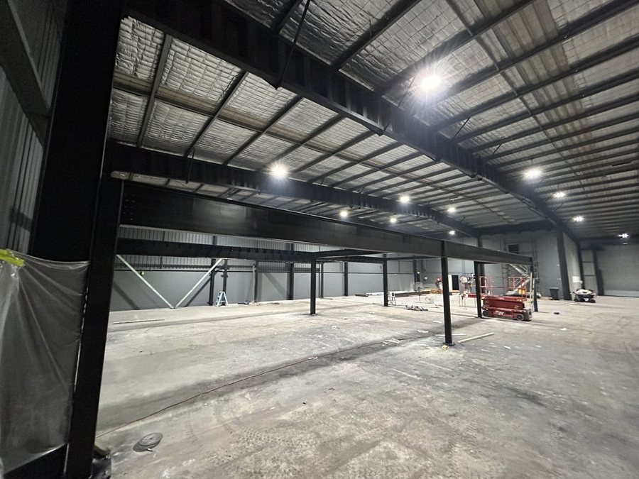 430sqm steel mezzanine frame under construction